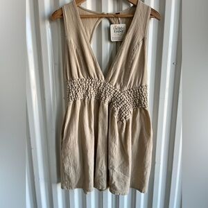 Free People Beige Textured Midi Dress